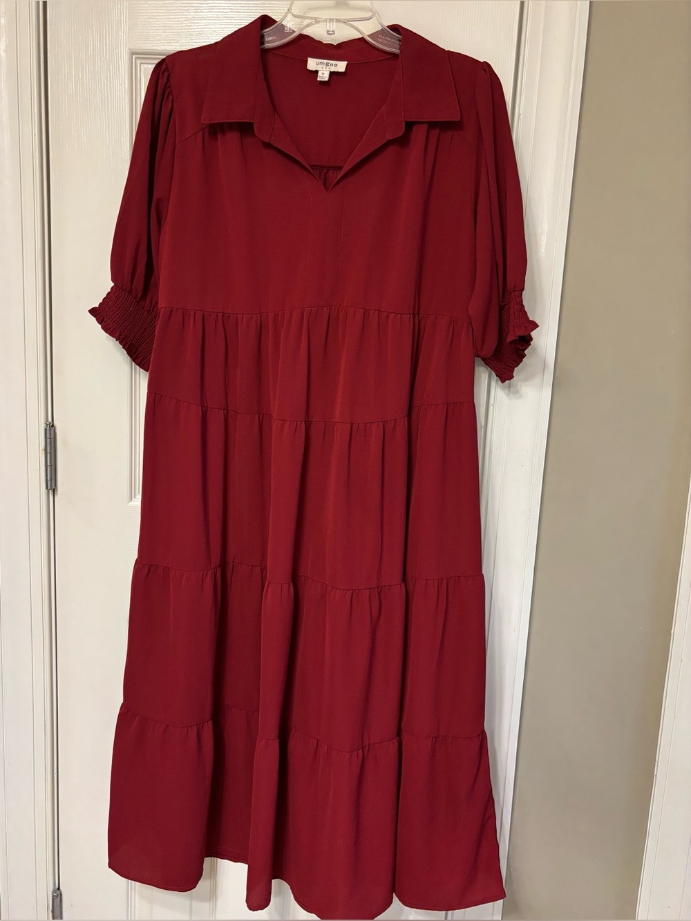 Umgee maroon red Tiered Maxi Dress